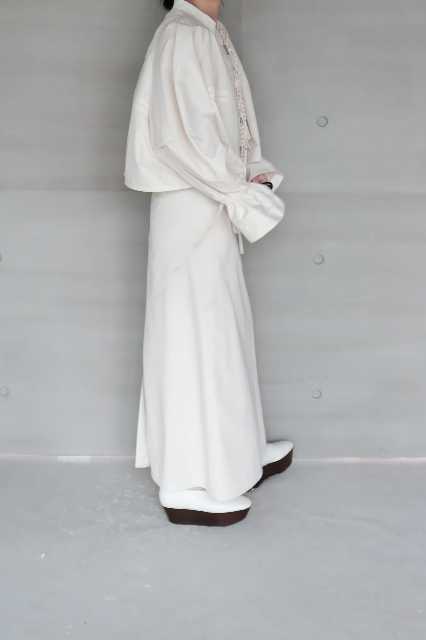 cotton-linen lace puff shirt（in-stock)