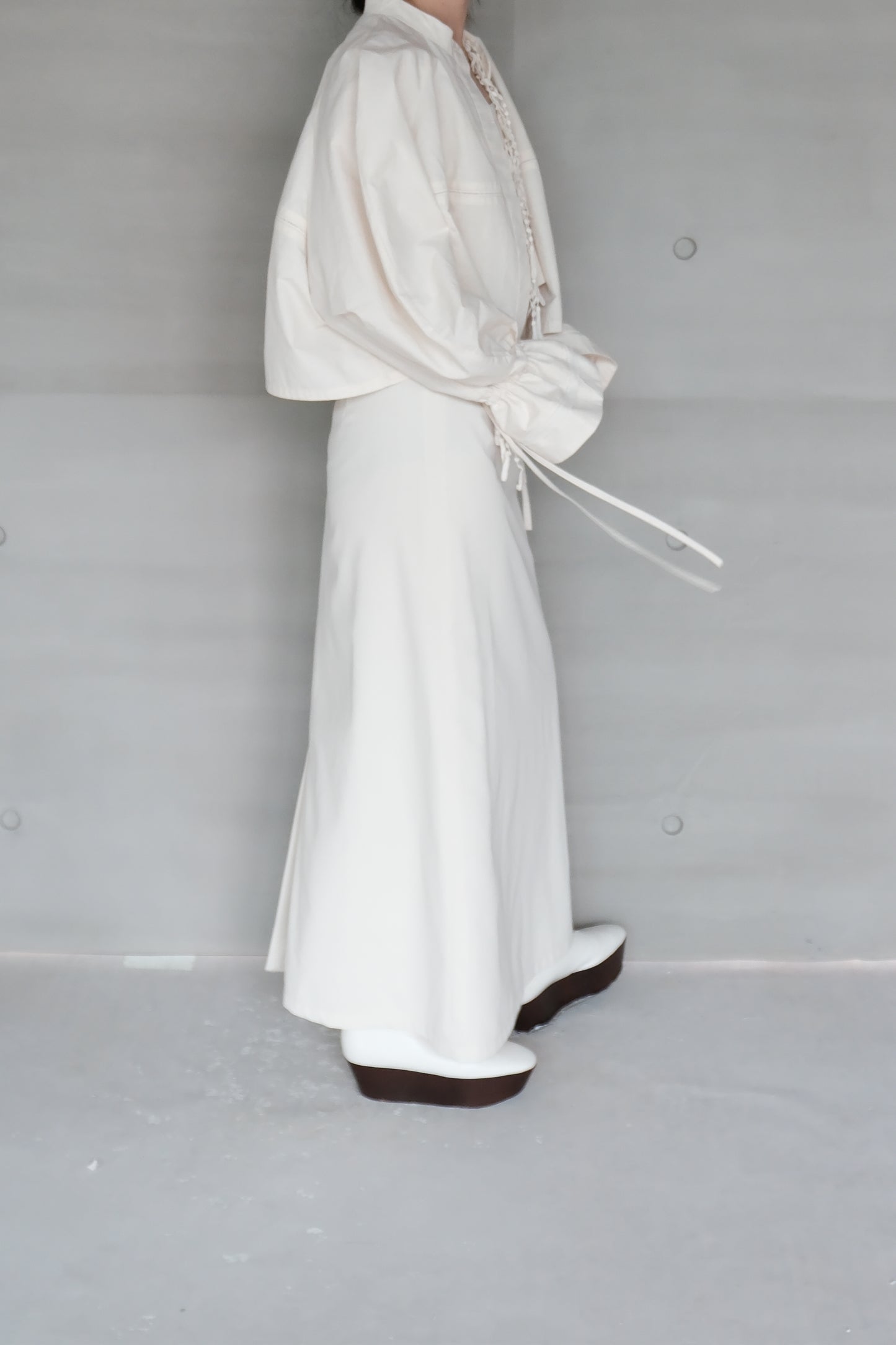 cotton-linen lace puff shirt（in-stock)