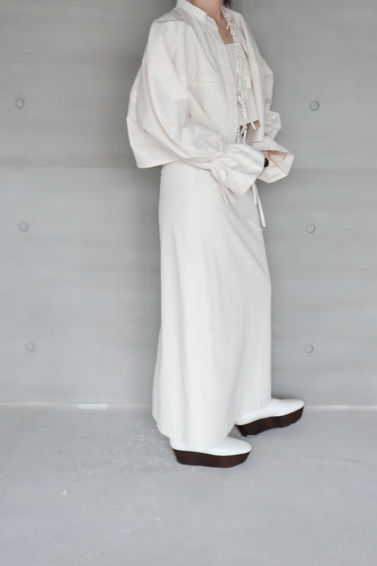 cotton-linen lace puff shirt（in-stock)