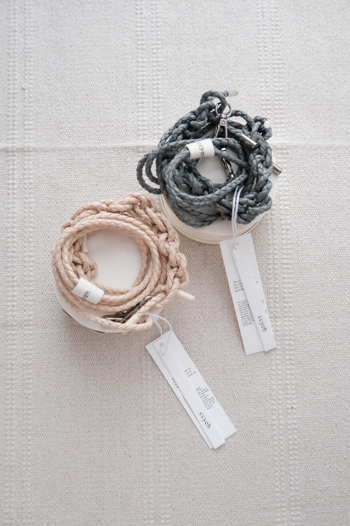 grey braided phone strap