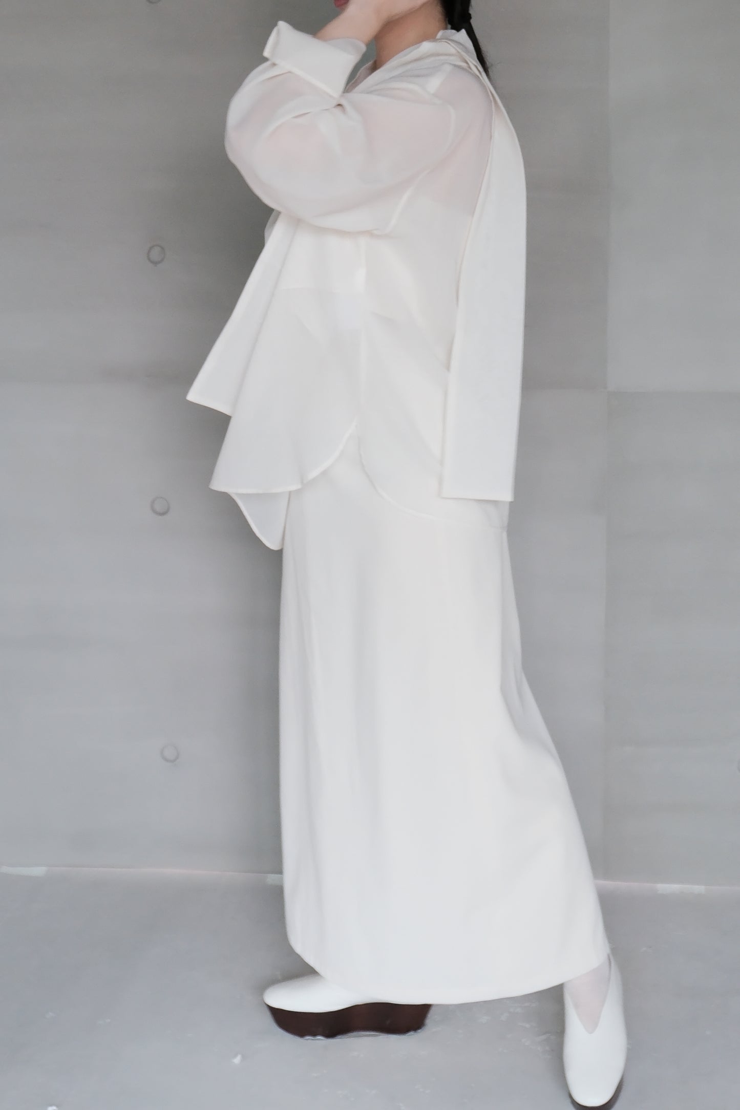 oversized tied-neck top - ivory (pre-order)