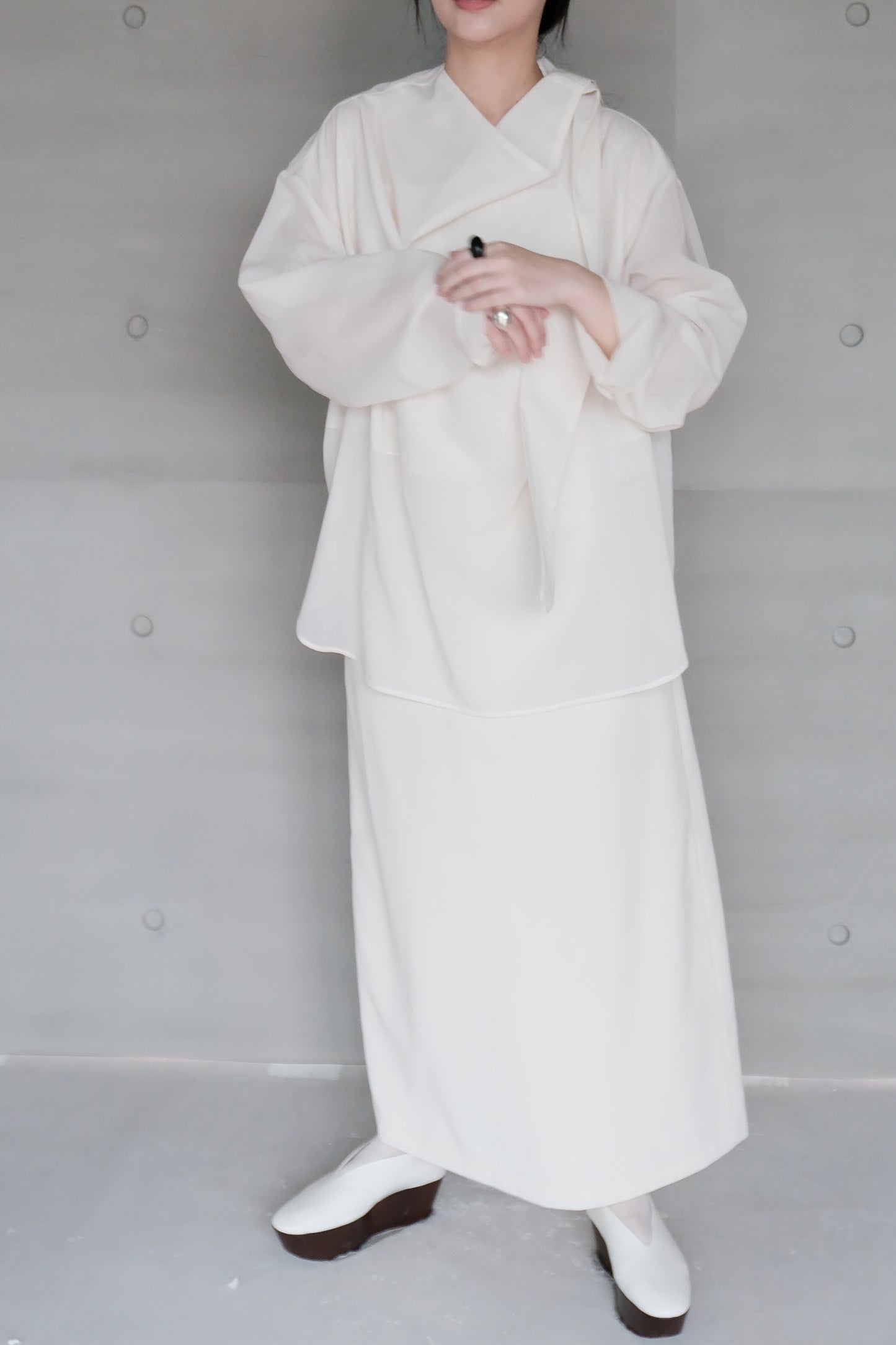 oversized tied-neck top - ivory (pre-order)