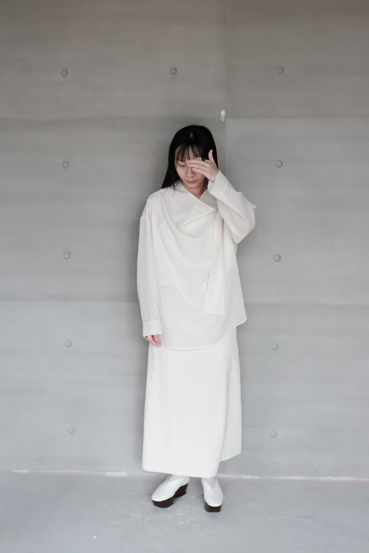 wool blend straight skirt - beige (in-stock)
