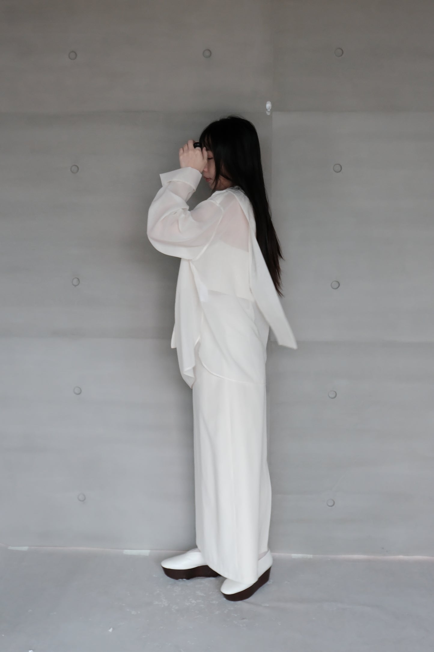 oversized tied-neck top - ivory (pre-order)