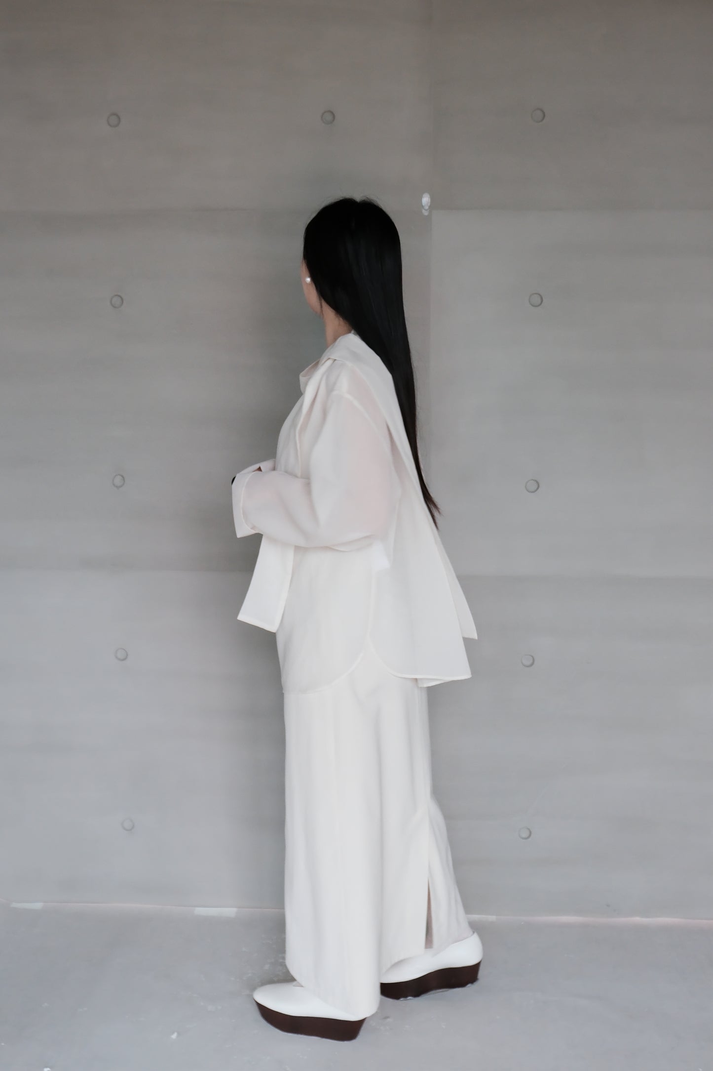 oversized tied-neck top - ivory (pre-order)