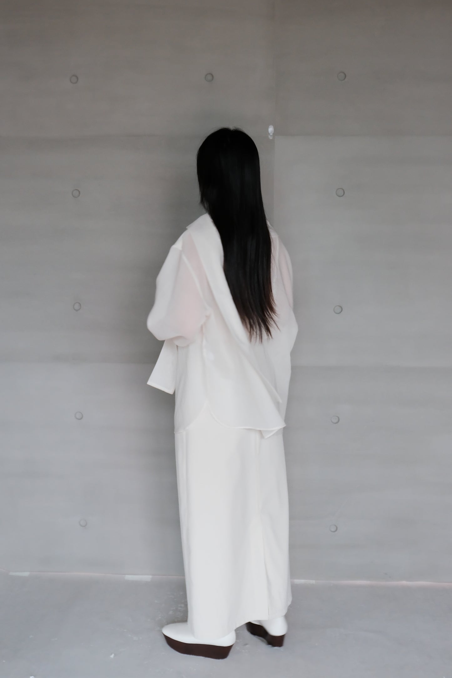 wool blend straight skirt - beige (in-stock)