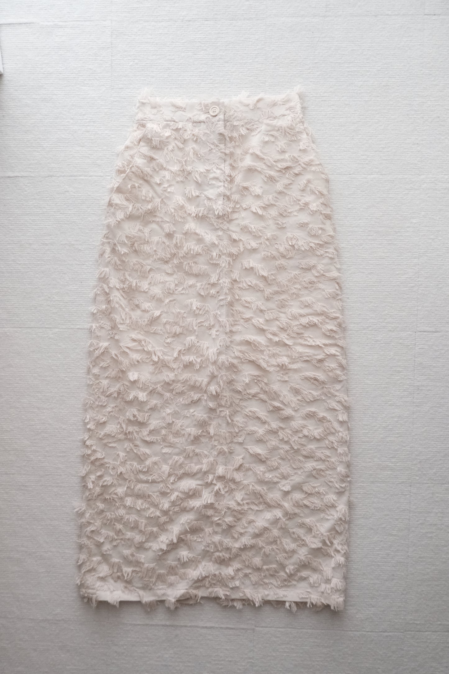 frayed cotton straight skirt - beige