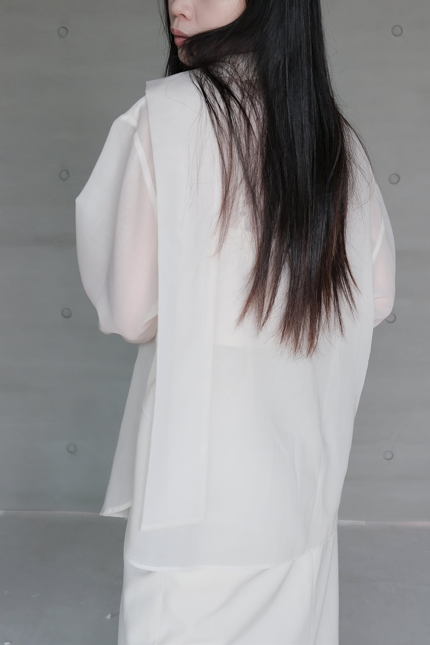 oversized tied-neck top - ivory (pre-order)