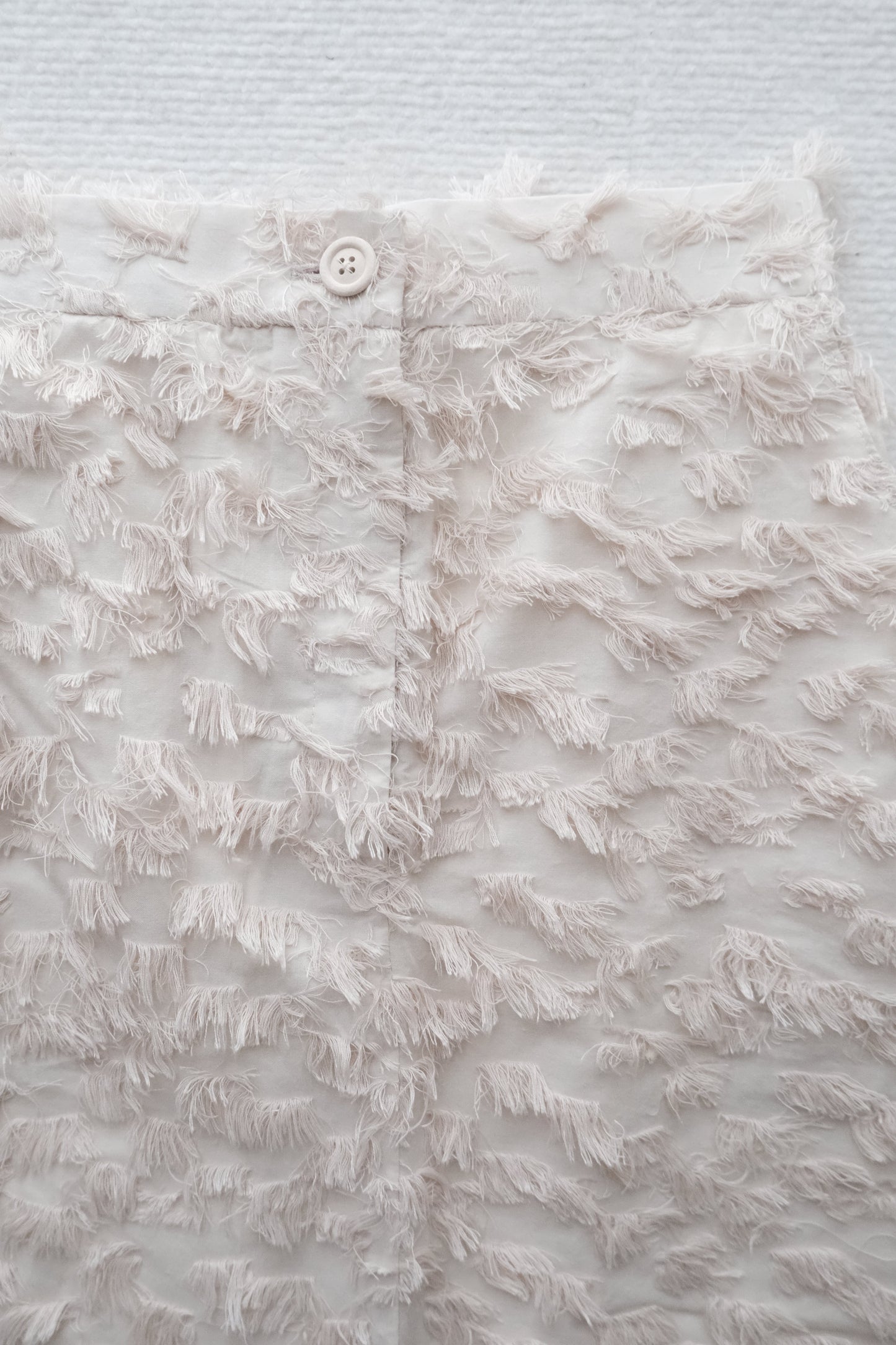 frayed cotton straight skirt - beige