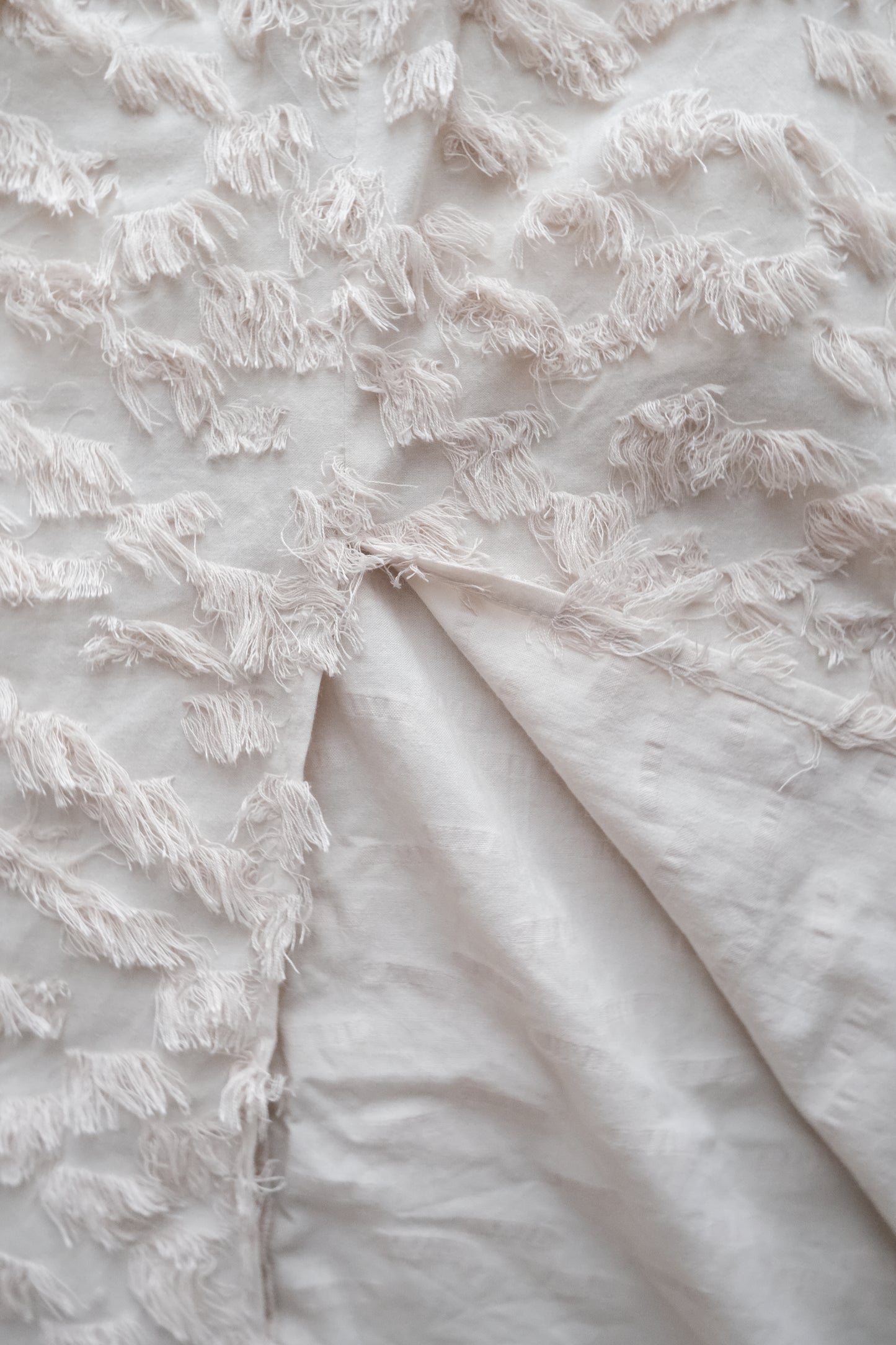 frayed cotton straight skirt - beige
