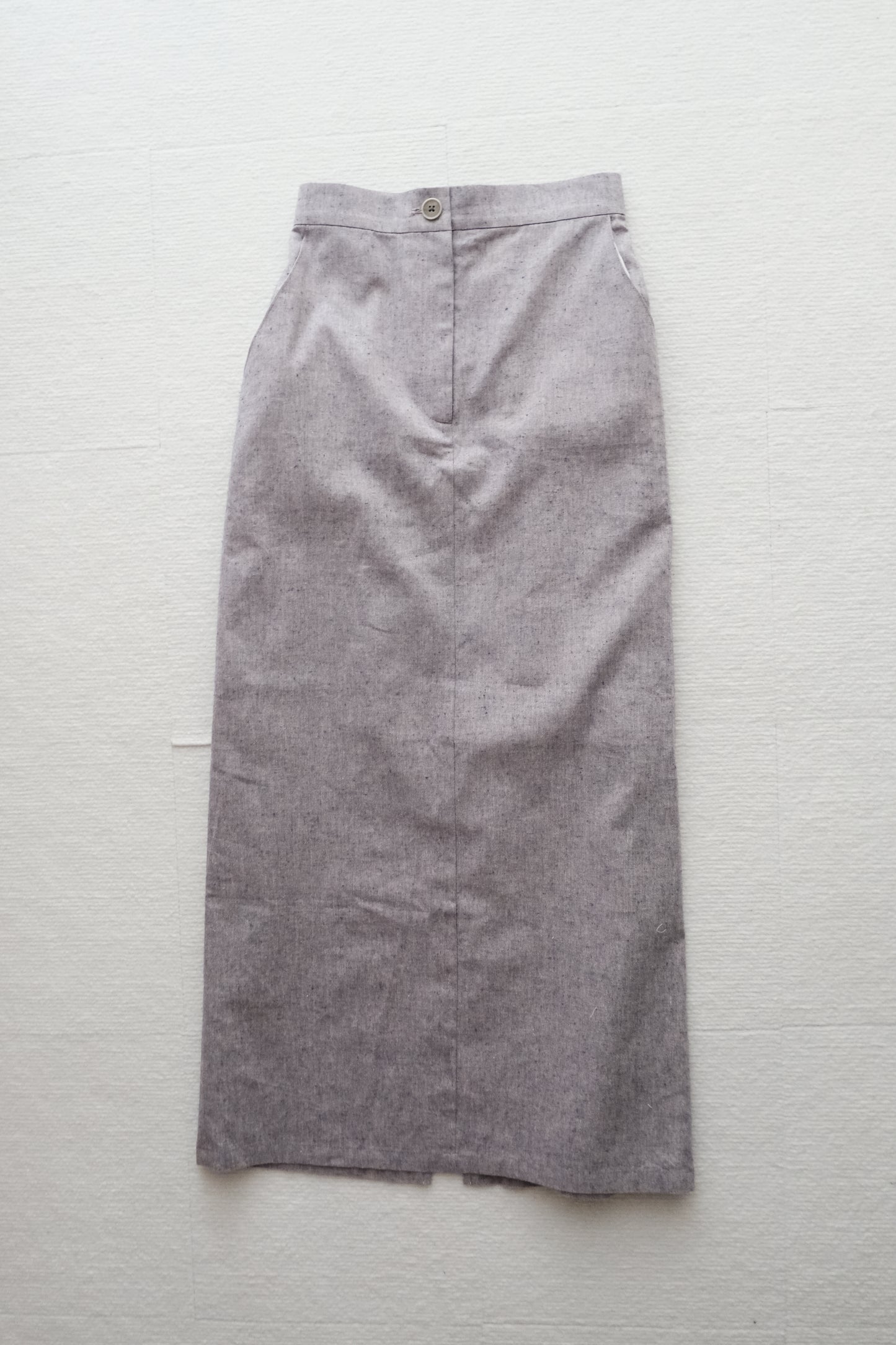 textured denim straight skirt - purple ( limited item)