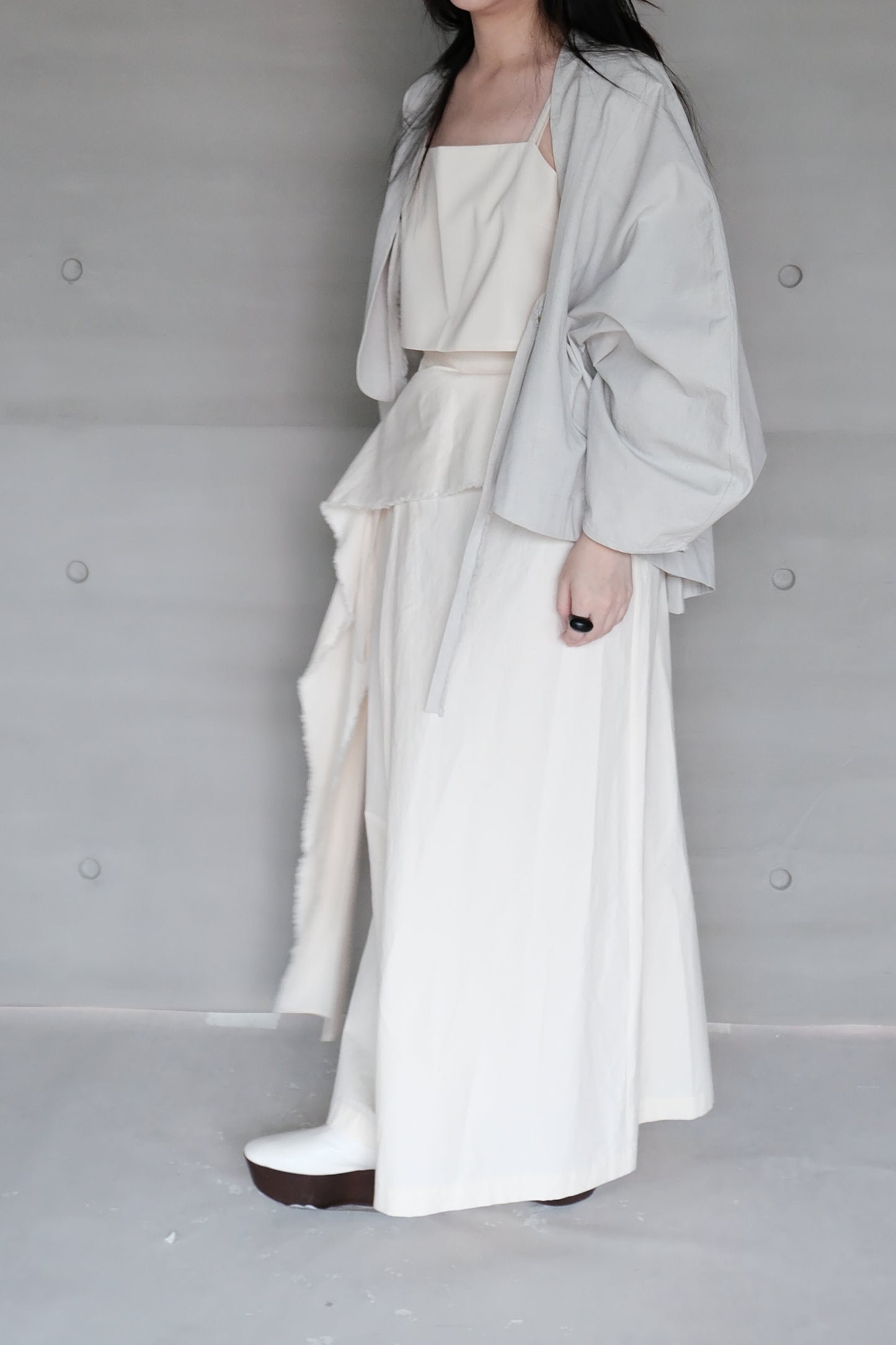 cotton-linen pleated wide ivory pants (in-stock)