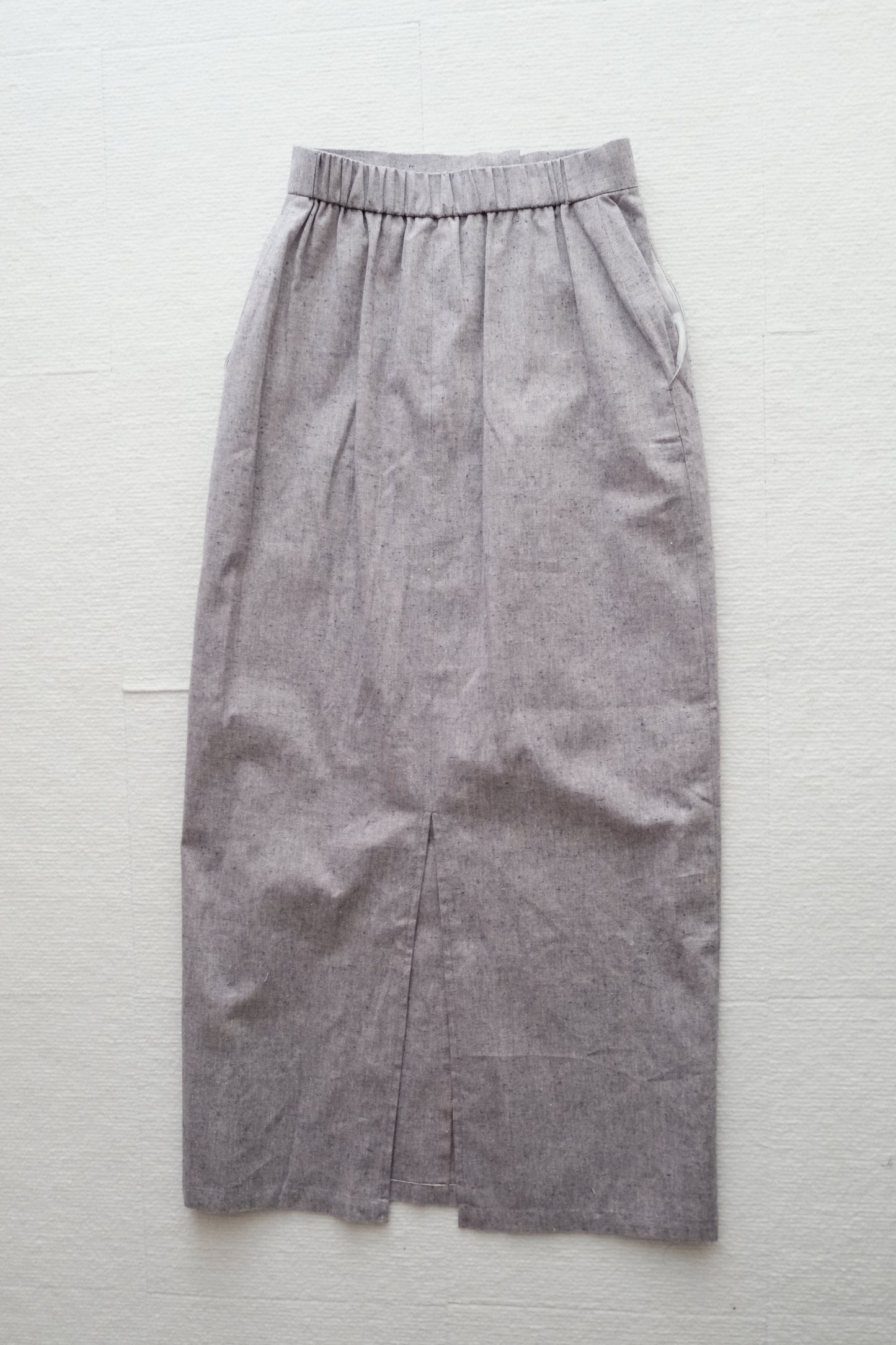 textured denim straight skirt - purple ( limited item)