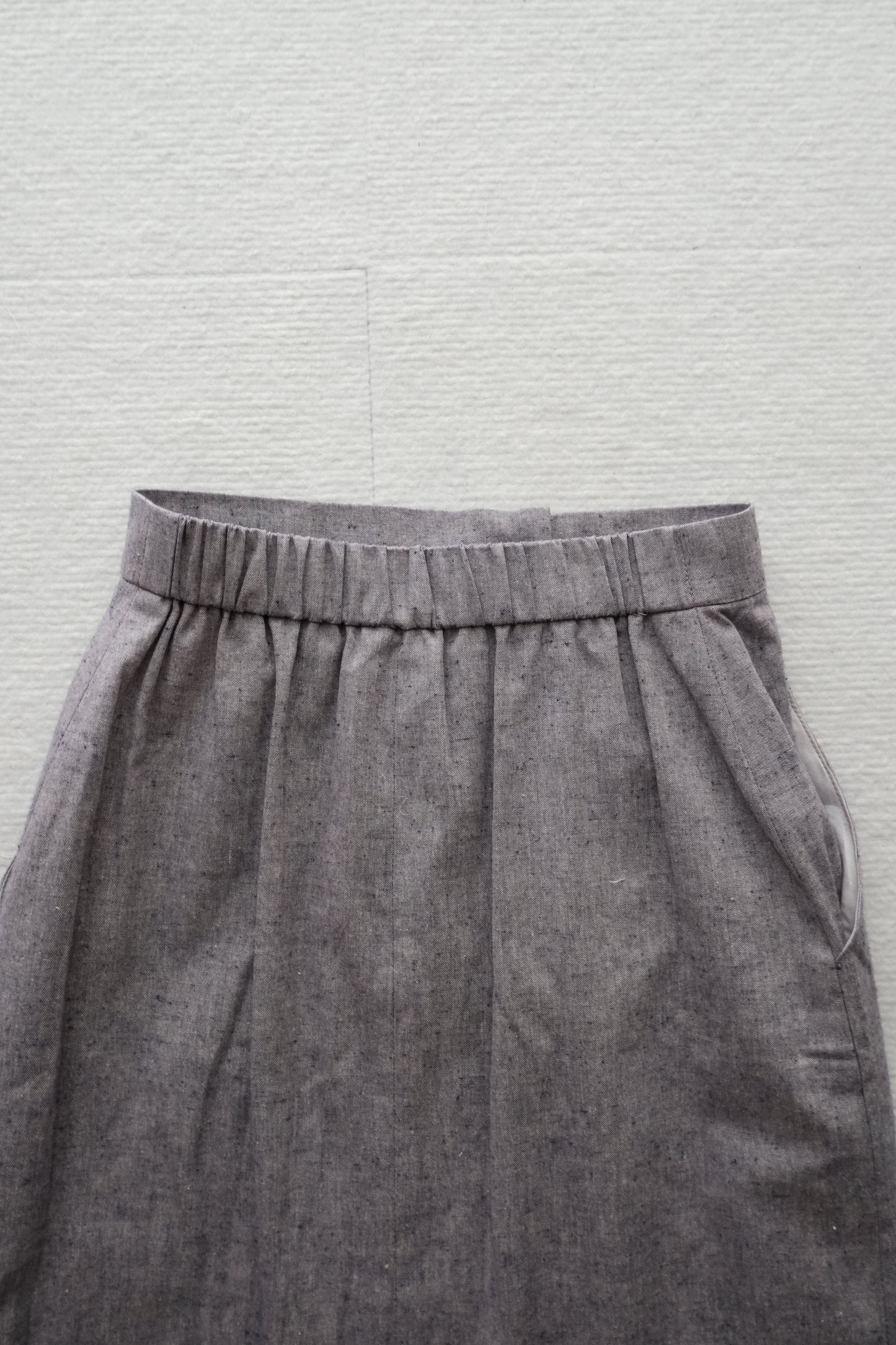 textured denim straight skirt - purple ( limited item)