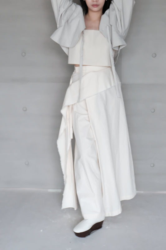 cotton-linen pleated wide ivory pants (in-stock)
