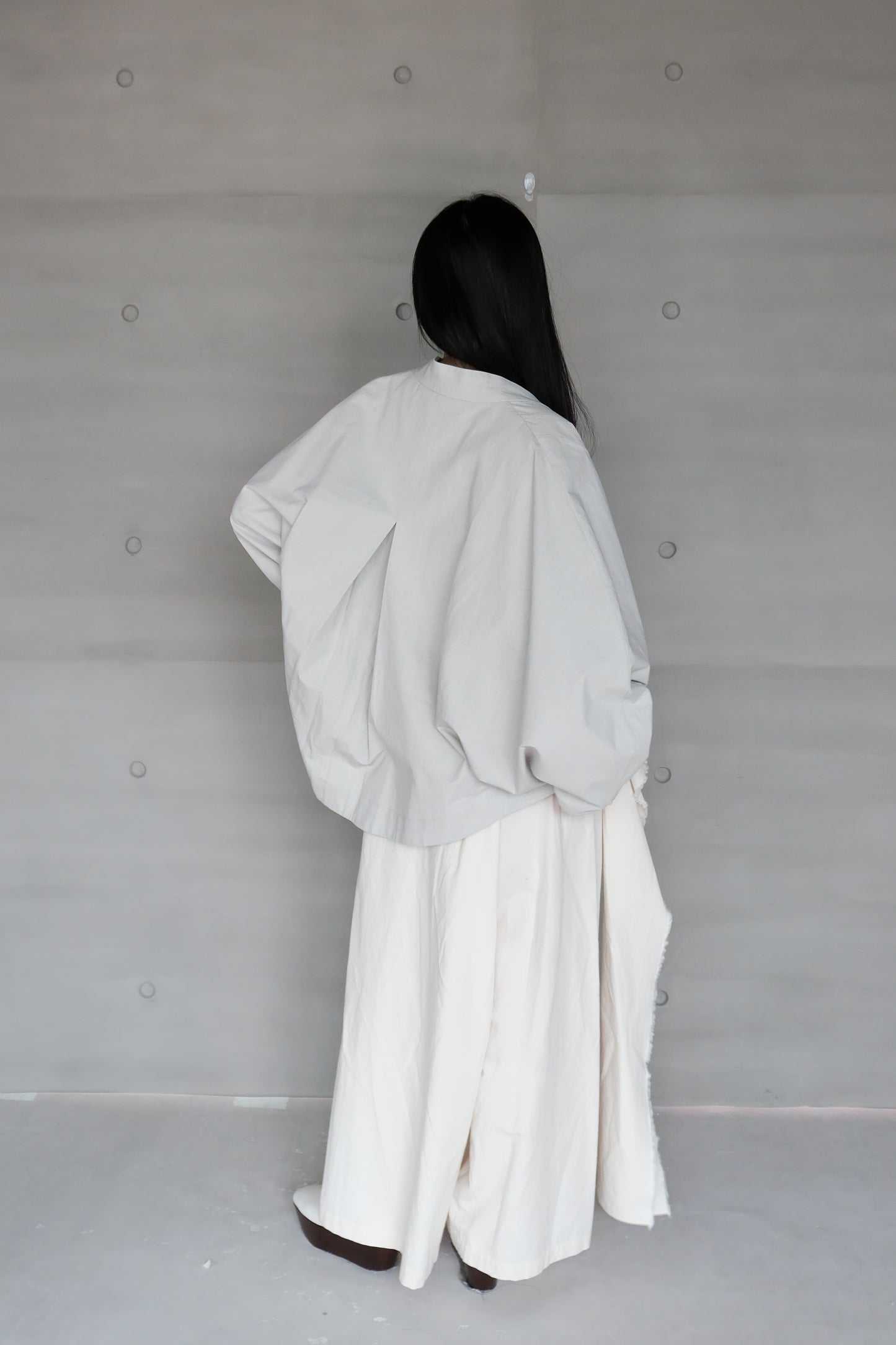 cotton-linen pleated wide ivory pants (in-stock)