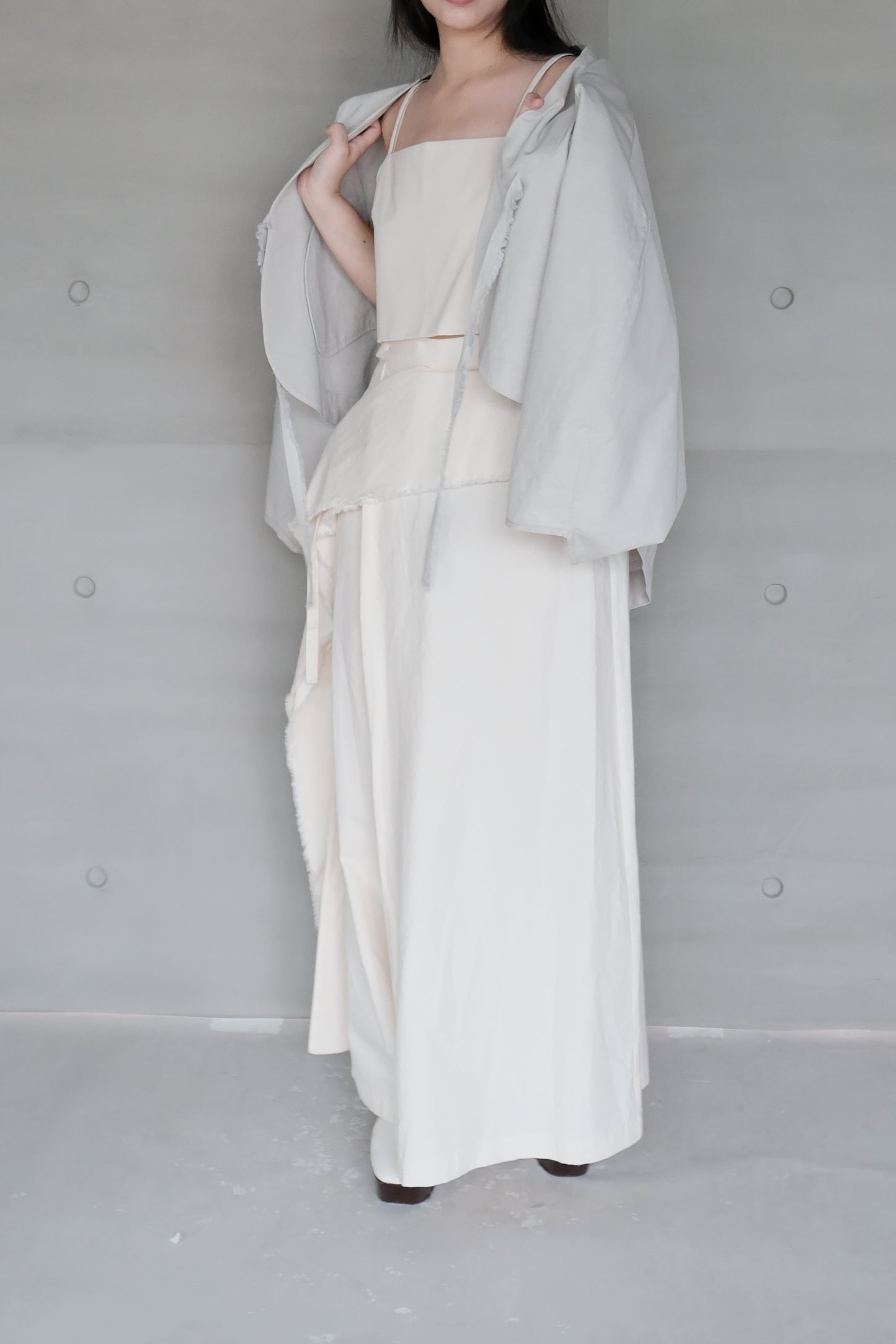 cotton-linen pleated wide ivory pants (in-stock)