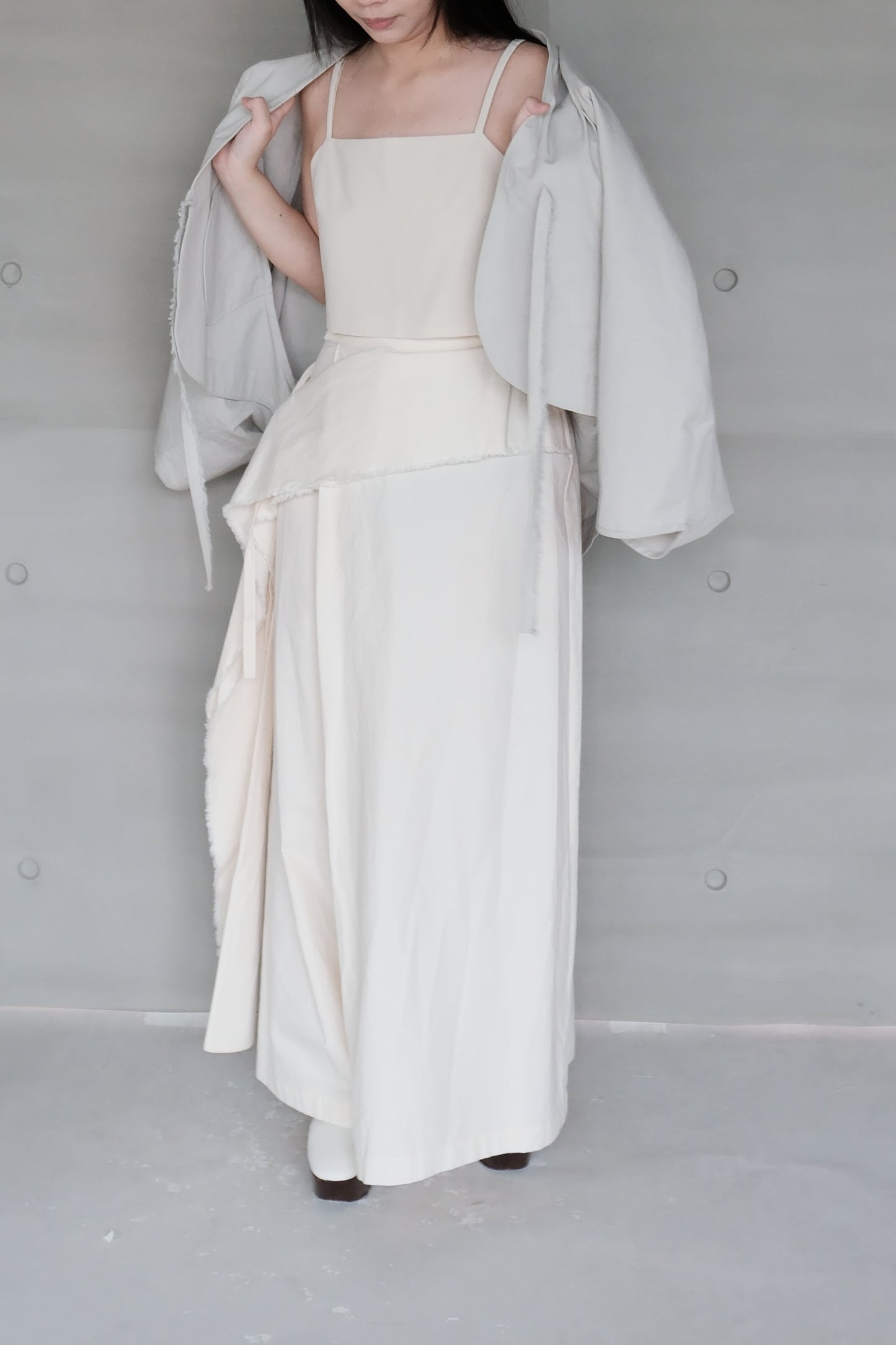 cotton-linen pleated wide ivory pants (in-stock)