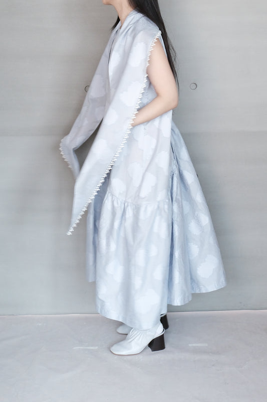 jacquard cotton gathered sleeveless dress ( in-stock)