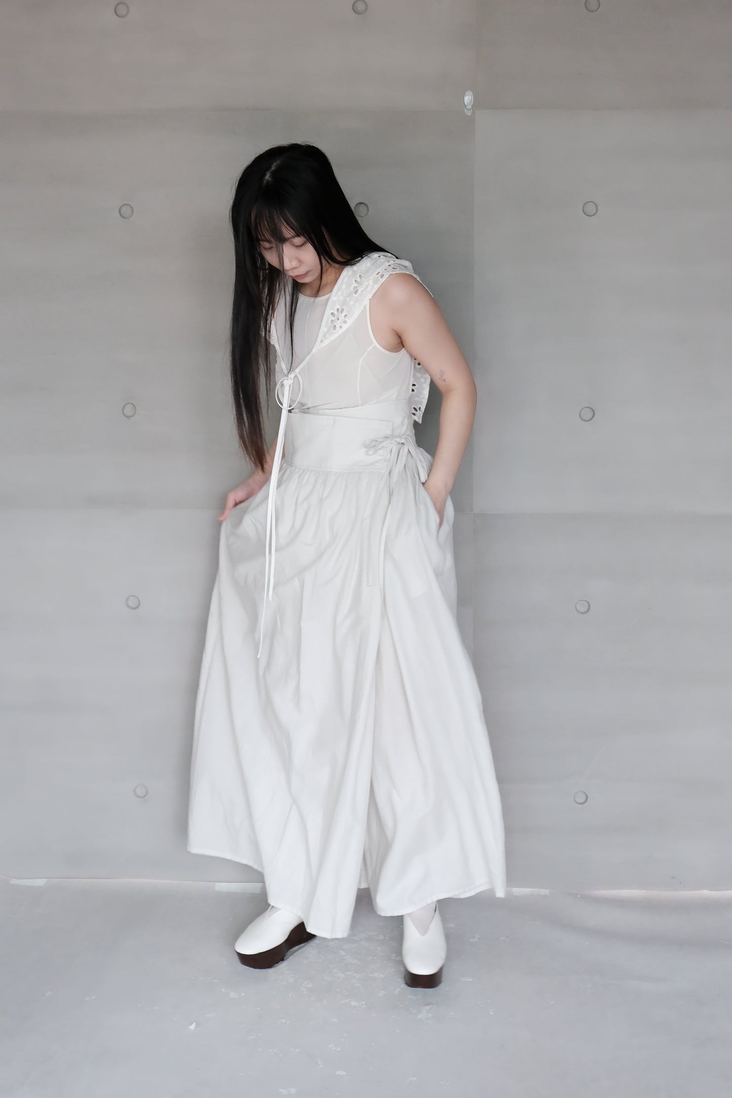 organic cotton hakama wide pants – naturally dyed with red turnip (in-stock)