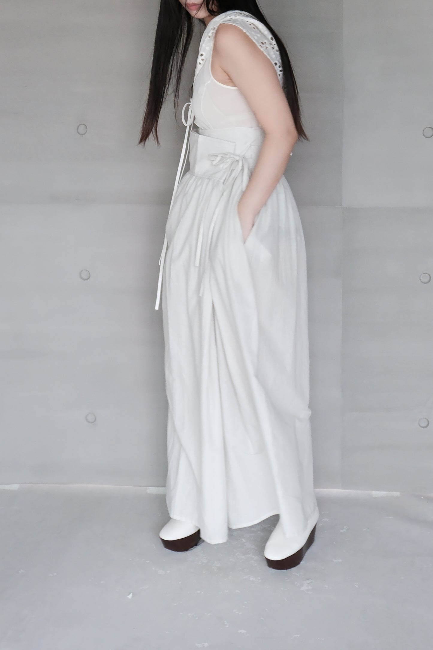 organic cotton hakama wide pants – naturally dyed with red turnip (in-stock)