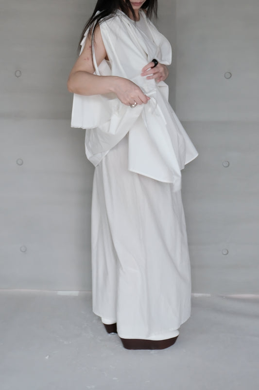 silk-cotton blend deconstructed asymmetric vest top (pre-order)