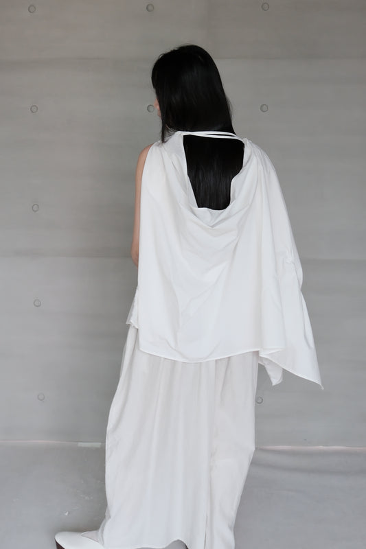silk-cotton blend deconstructed asymmetric vest top (pre-order)