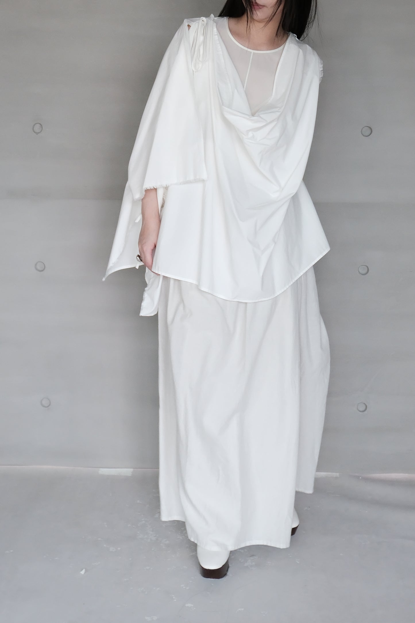 silk-cotton blend deconstructed asymmetric vest top (pre-order)