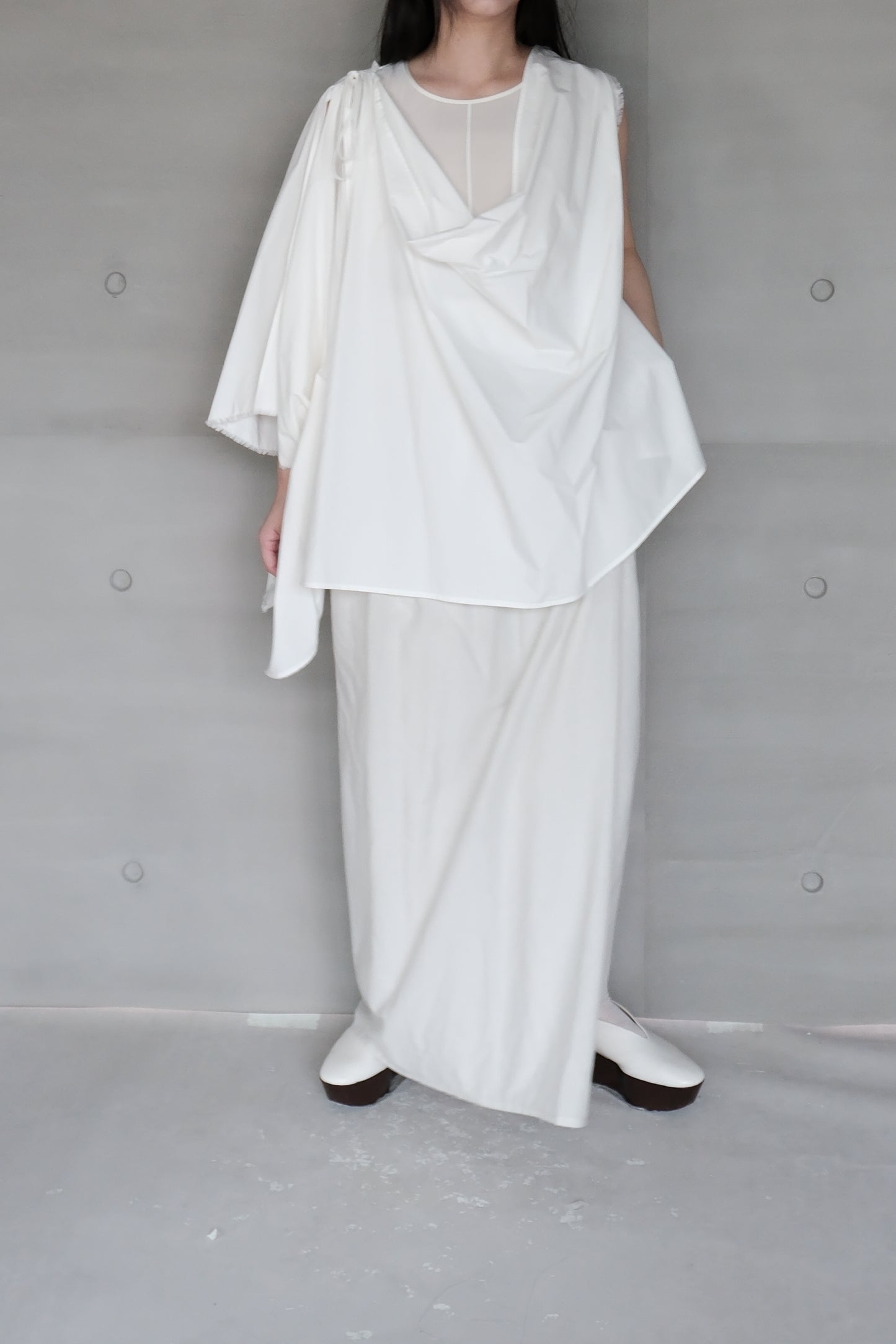 silk-cotton blend deconstructed asymmetric vest top (pre-order)