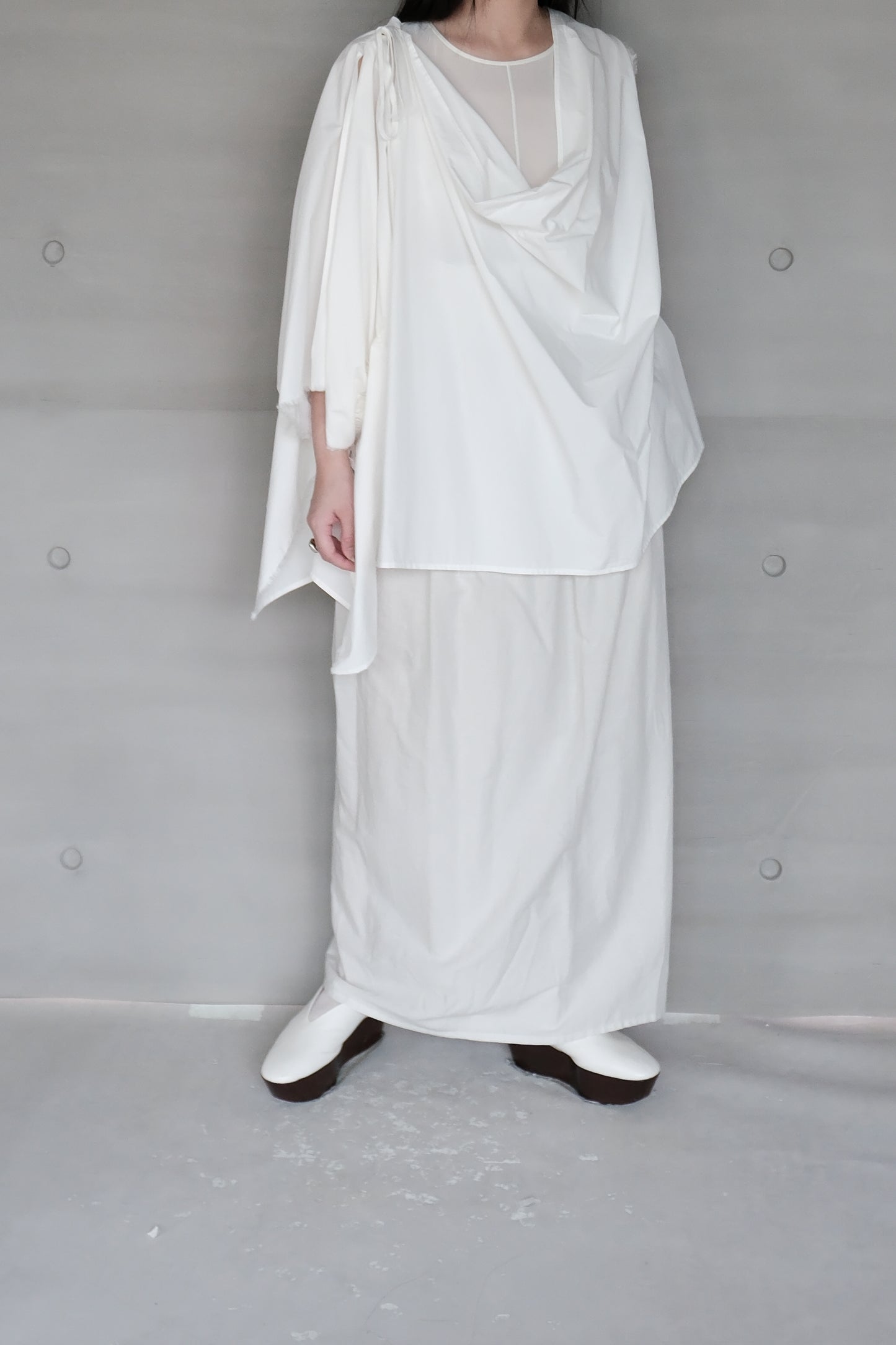 silk-cotton blend deconstructed asymmetric vest top (pre-order)