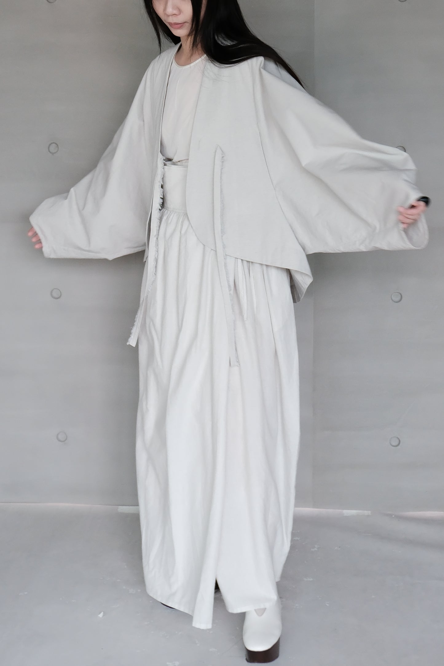 smoke gray long-sleeve cover-up jacket (in-stock)