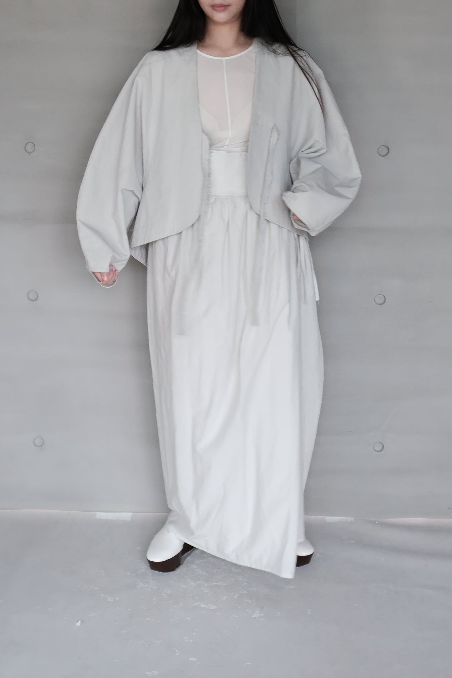 smoke gray long-sleeve cover-up jacket (in-stock)