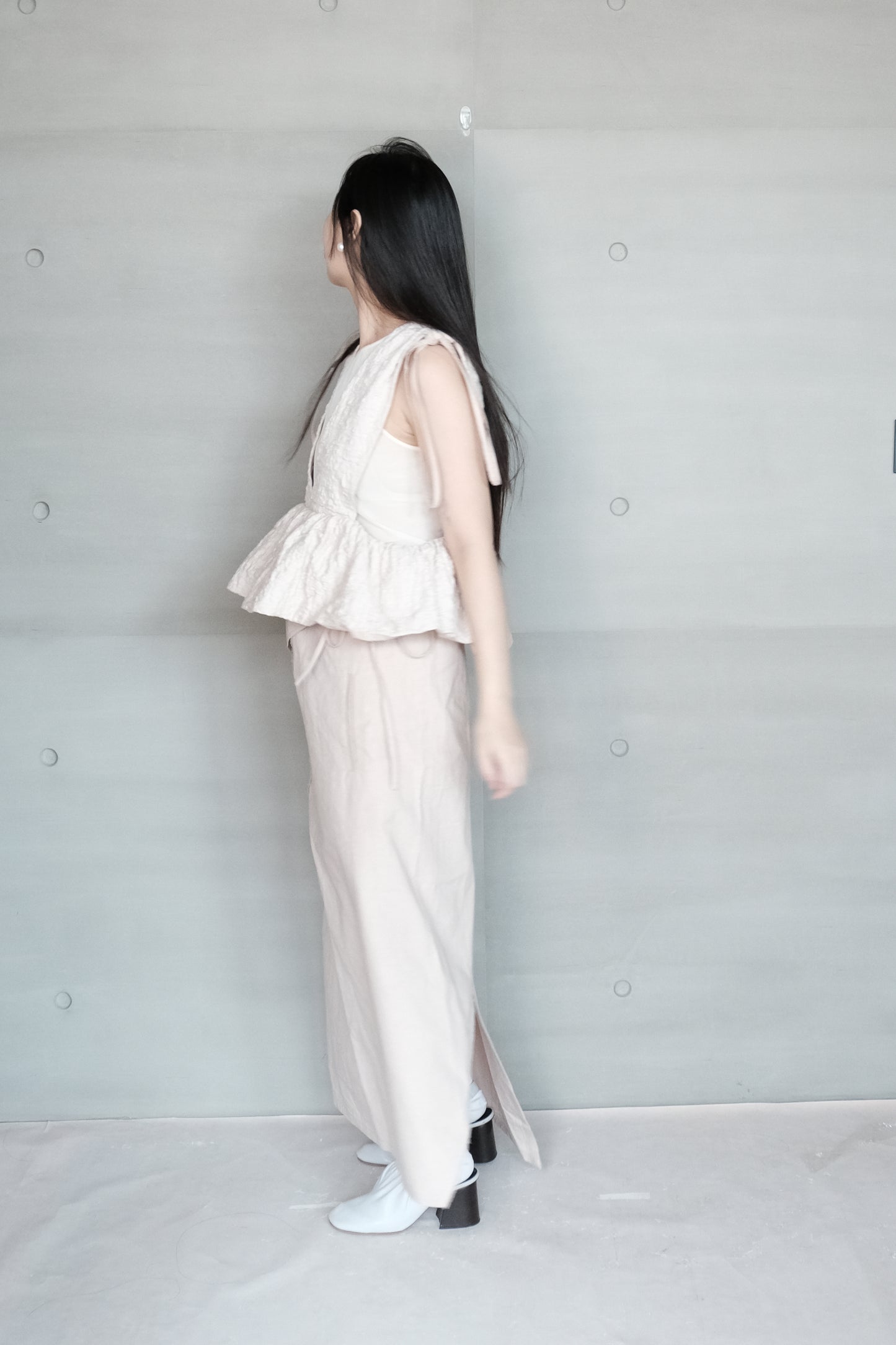 misty pink ruched vest top