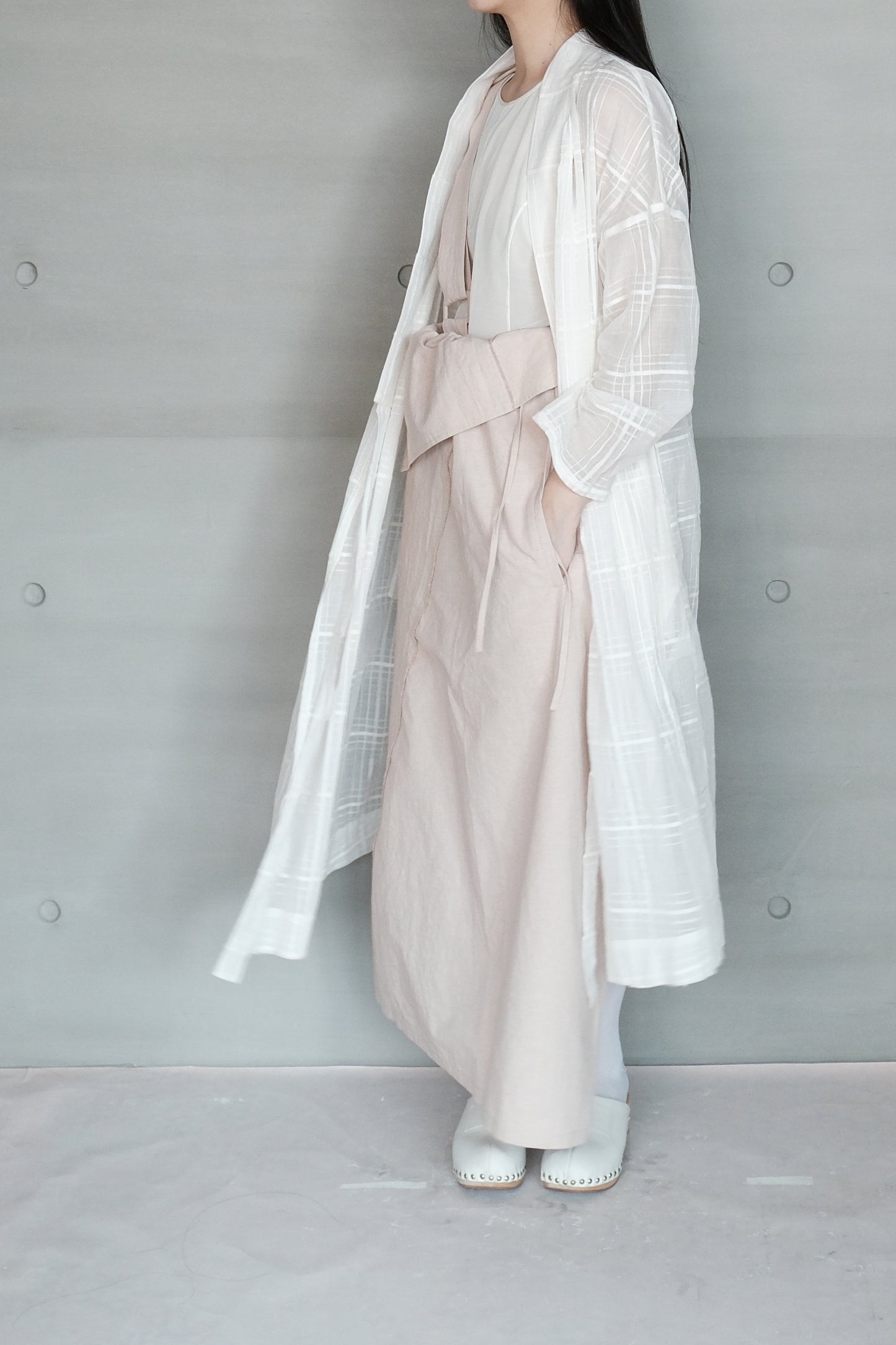 asymmetric folded line strap skirt - pink（in-stock)