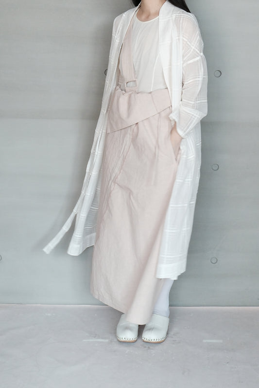 sheer cotton checked mandarin long cover (in-stock)