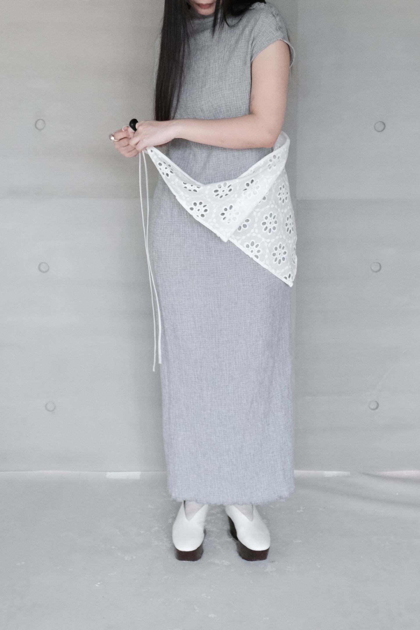 grey knit long vest dress