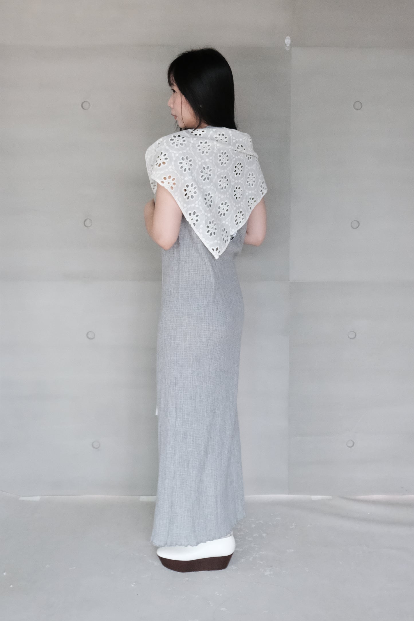 grey knit long vest dress