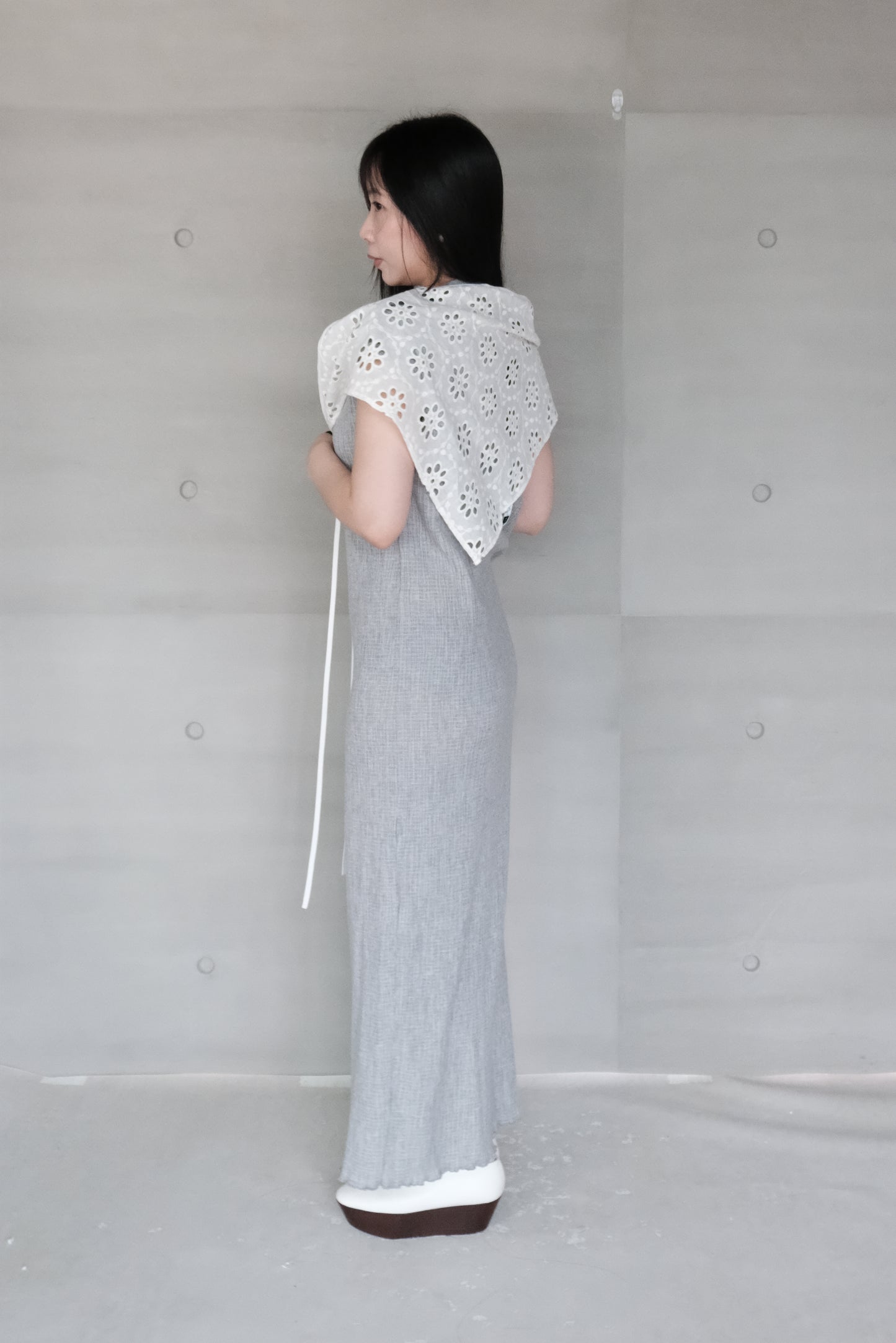 grey knit long vest dress