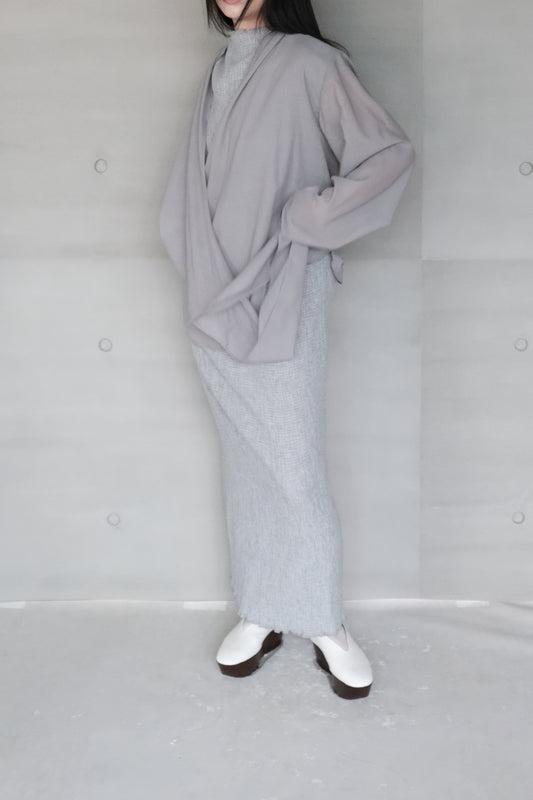 long sleeves grey wrap blouse (in-stock)