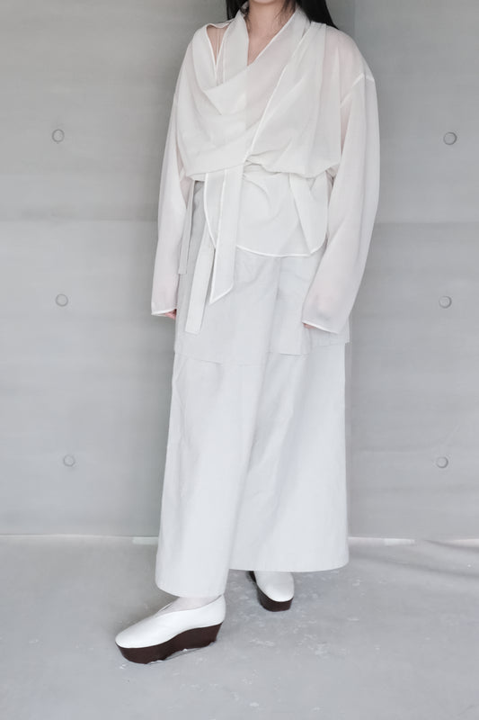 long sleeves ivory wrap blouse (in-stock)