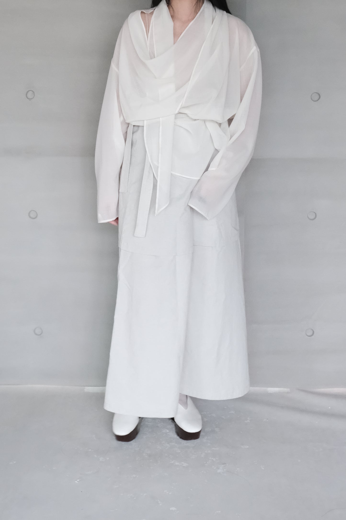 long sleeves ivory wrap blouse (in-stock)