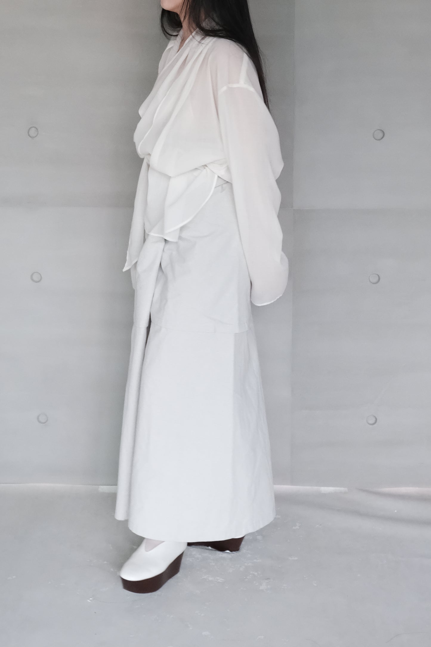 long sleeves ivory wrap blouse (in-stock)