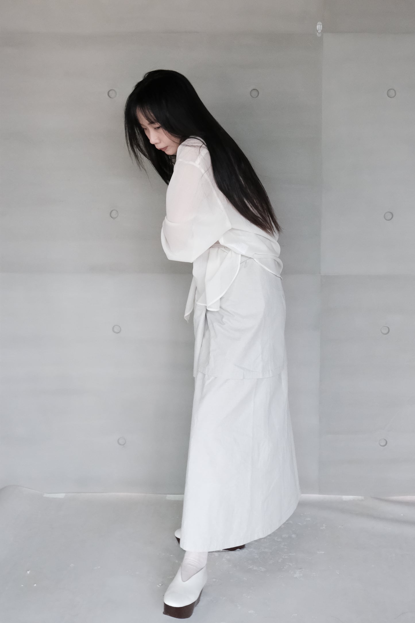 long sleeves ivory wrap blouse (in-stock)