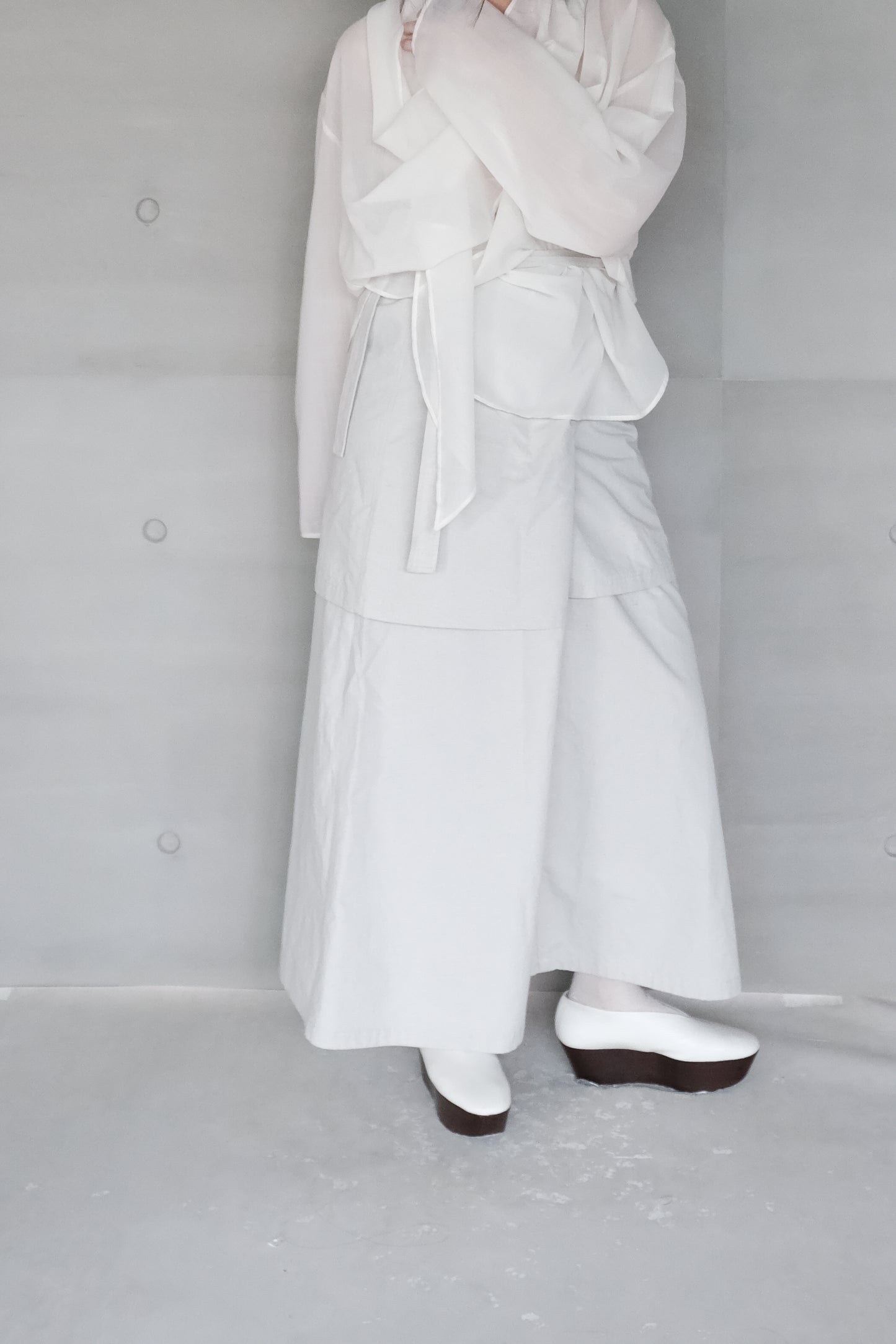 long sleeves ivory wrap blouse (in-stock)