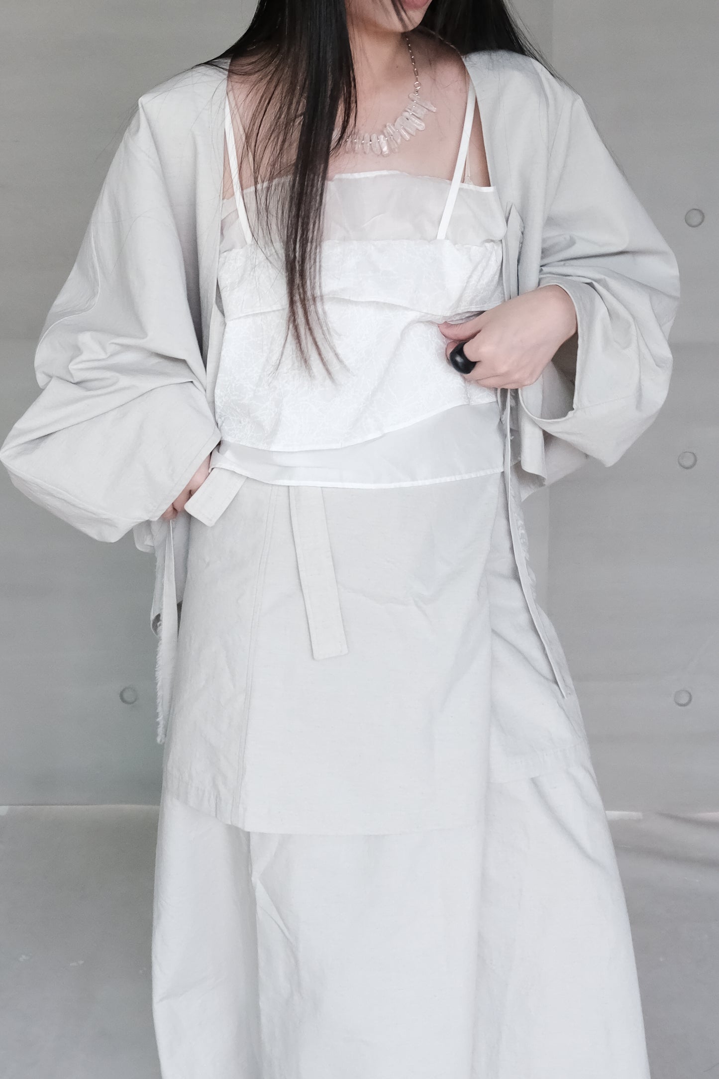 double-layer ruched crop top (pre-order)