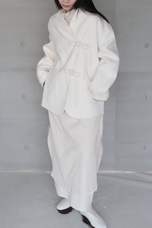 new mandarin wool coat - beige (in-stock)