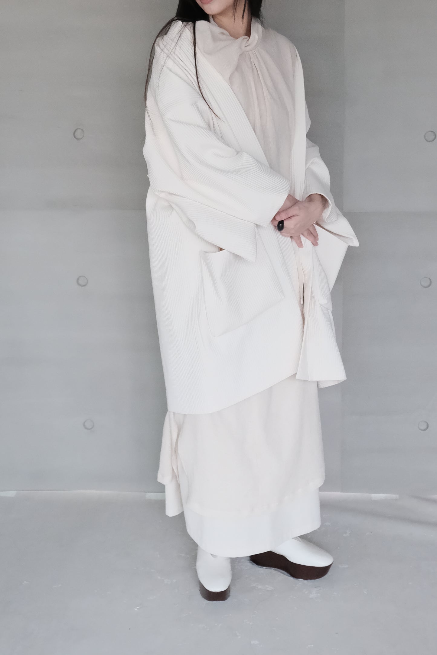 oversized kimono jacket - beige（in-stock)