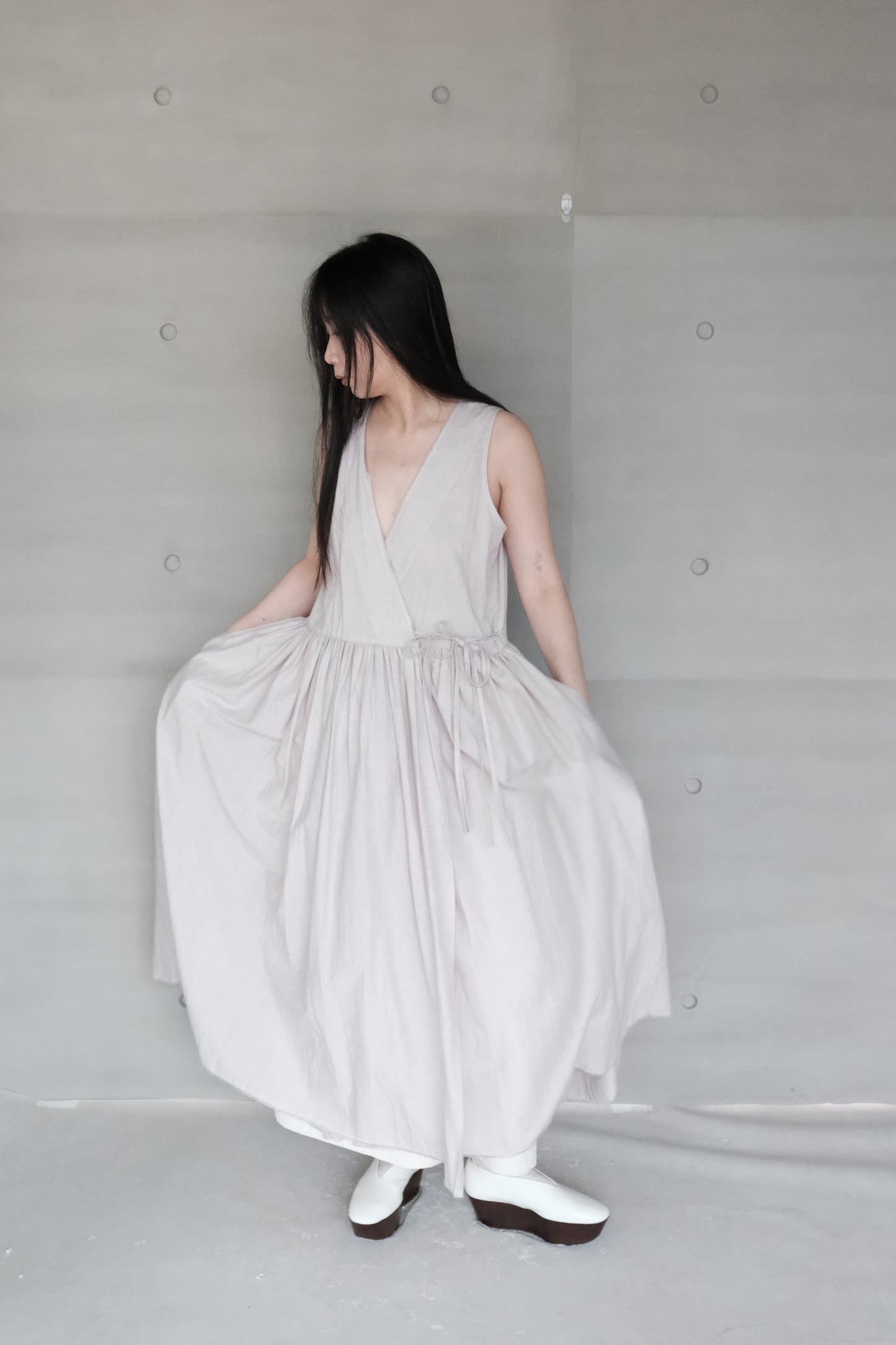 organic cotton vest dress – naturally dyed with blueberry (in-stock)