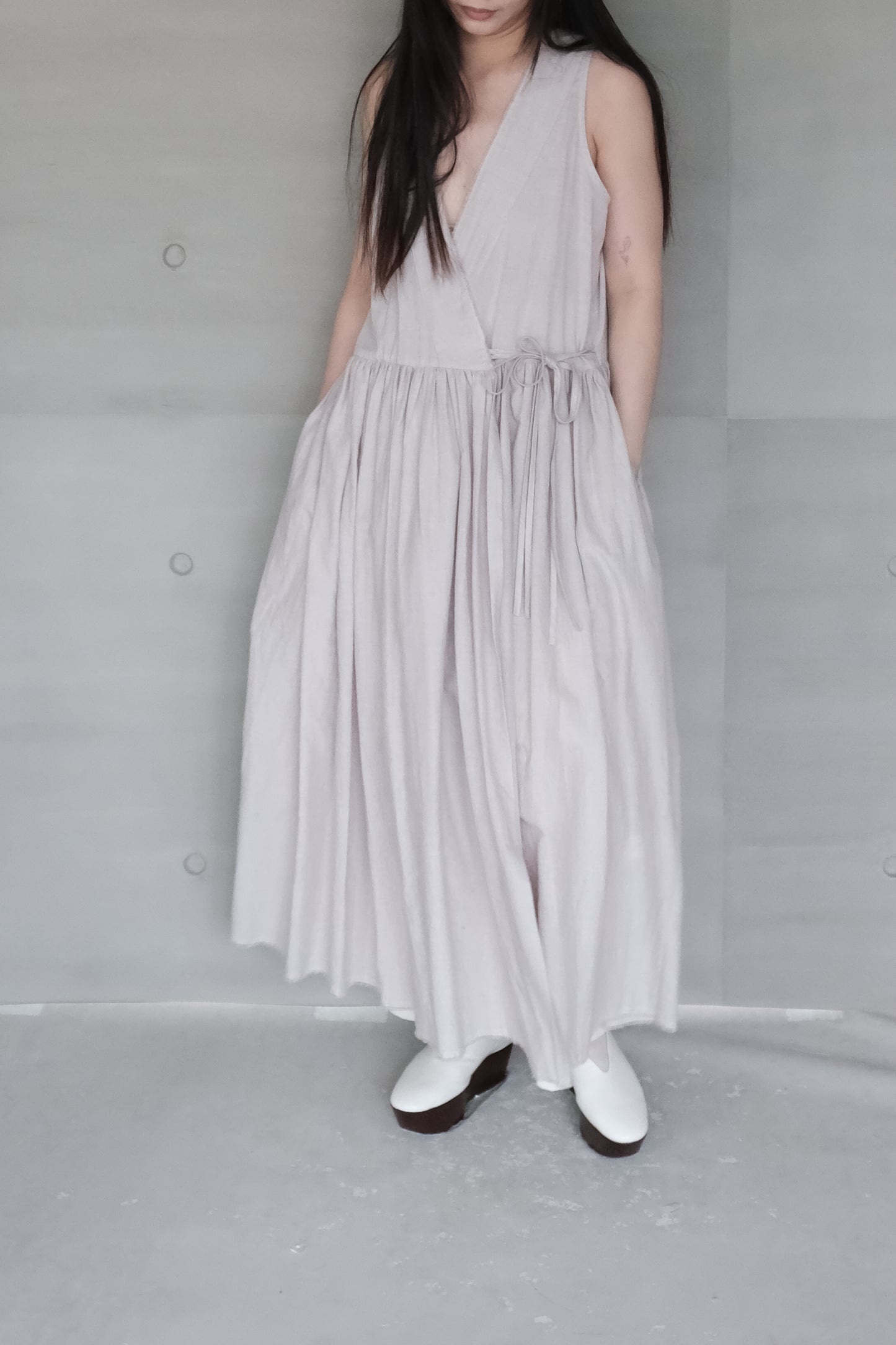 organic cotton vest dress – naturally dyed with blueberry (in-stock)