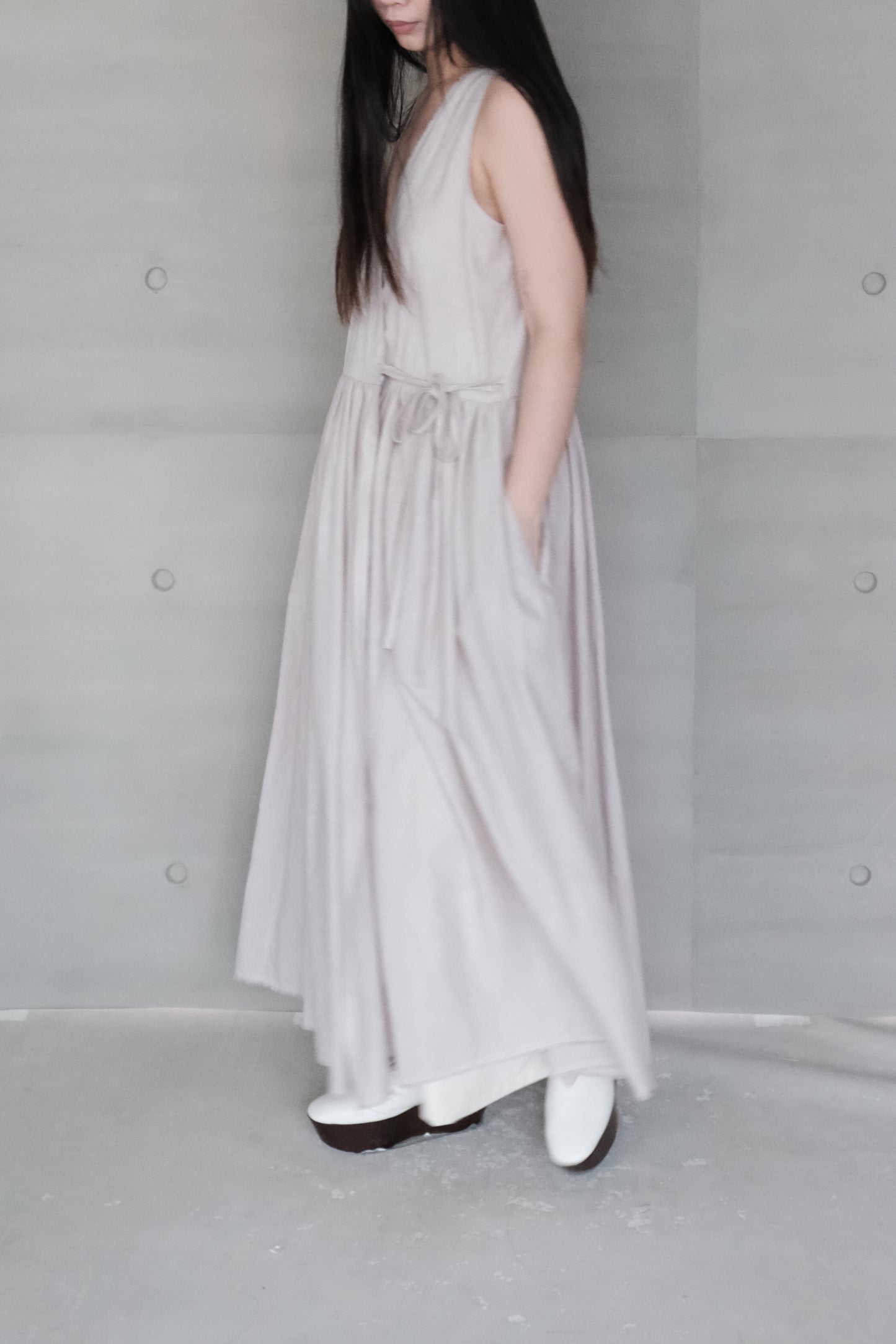 organic cotton vest dress – naturally dyed with blueberry (in-stock)